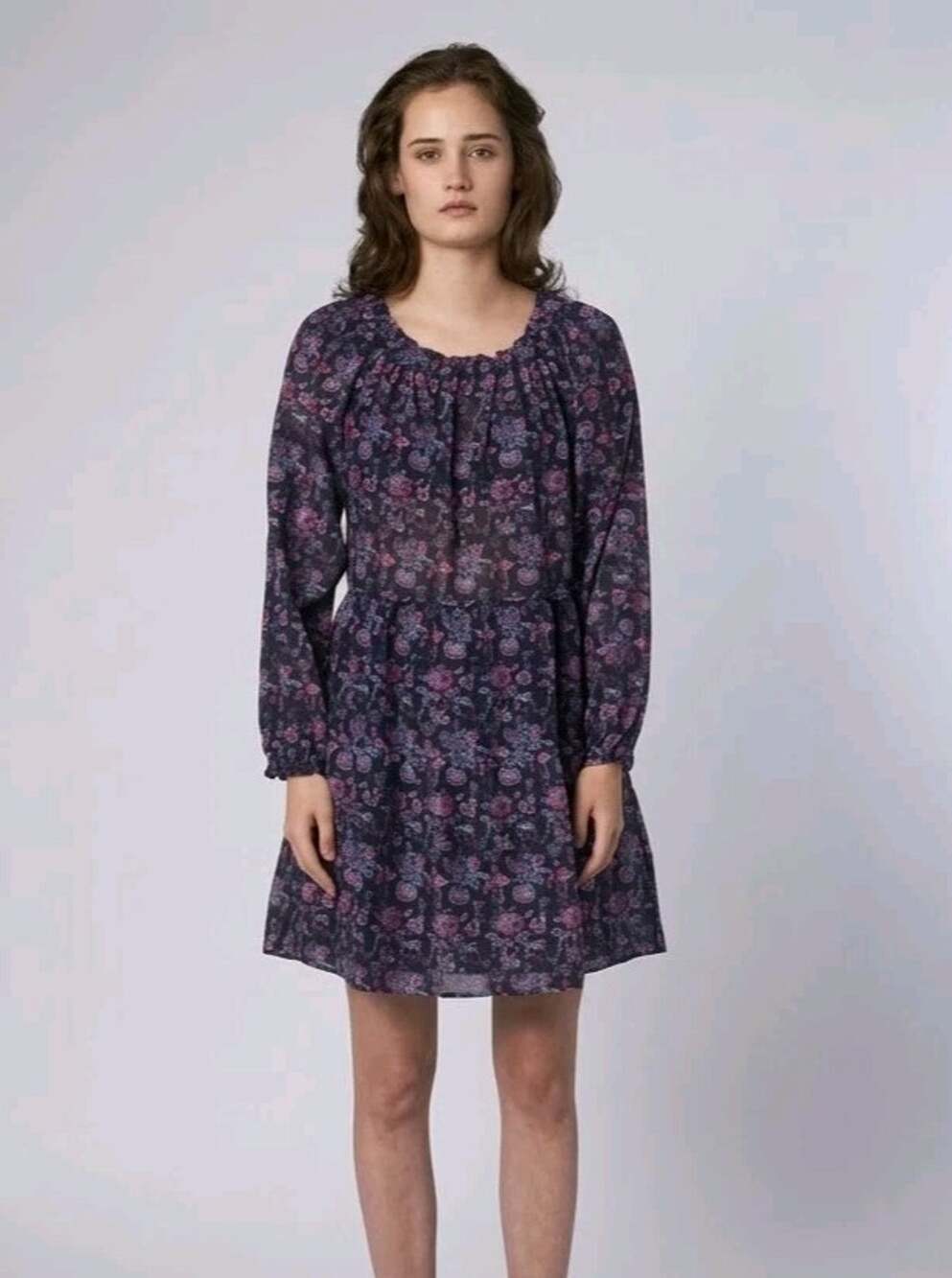 Xirena Lea Tiered Floral Mini Dress Black Beauty Large